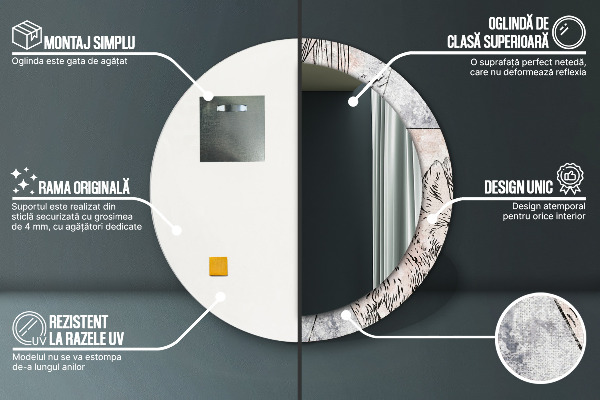 Specchio tondo stampato Astrazione animale