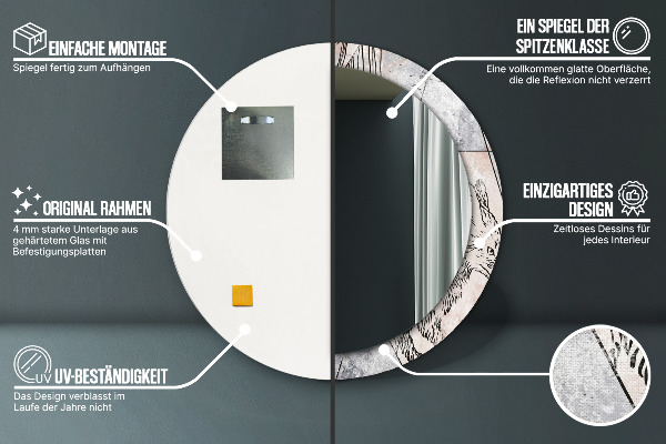 Specchio tondo stampato Astrazione animale