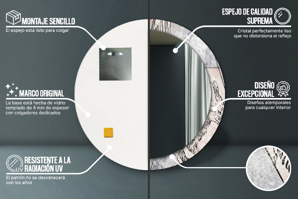 Specchio tondo stampato Astrazione animale