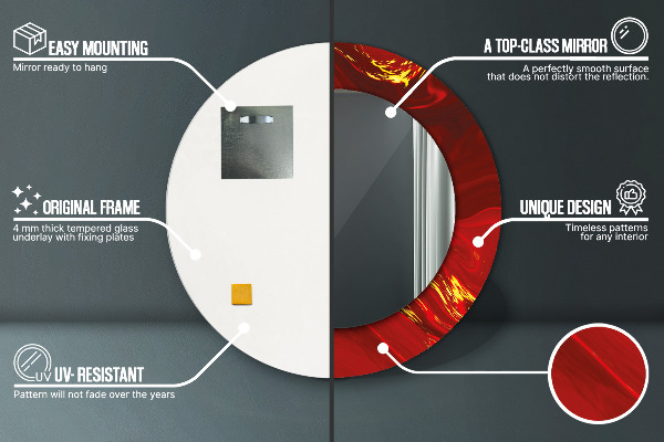 Specchio tondo stampato Marmo rosso