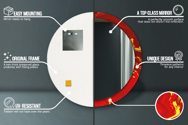 Specchio tondo stampato Marmo rosso