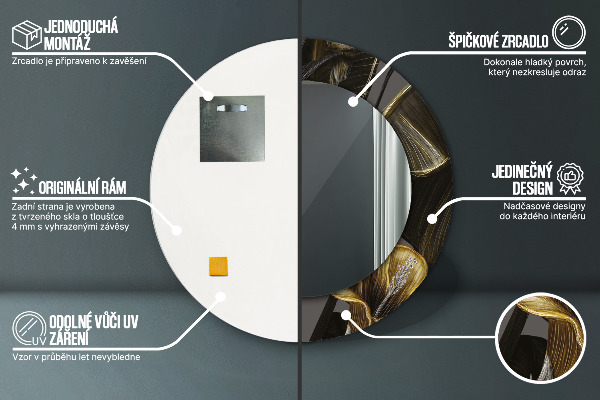 Specchio tondo decoro Fiori di ibisco