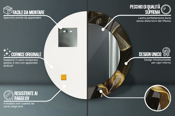 Specchio tondo decoro Fiori di ibisco