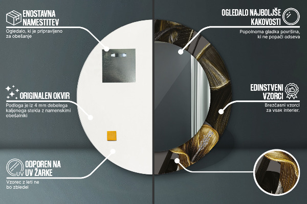 Specchio tondo decoro Fiori di ibisco