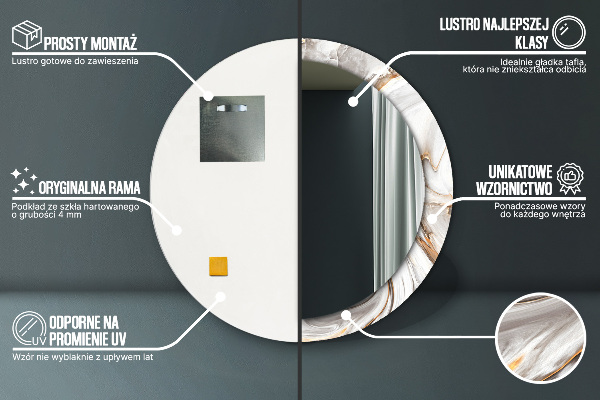 Specchio tondo decoro Marmo luminoso