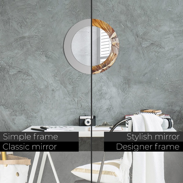 Specchio tondo decoro foglie dorate