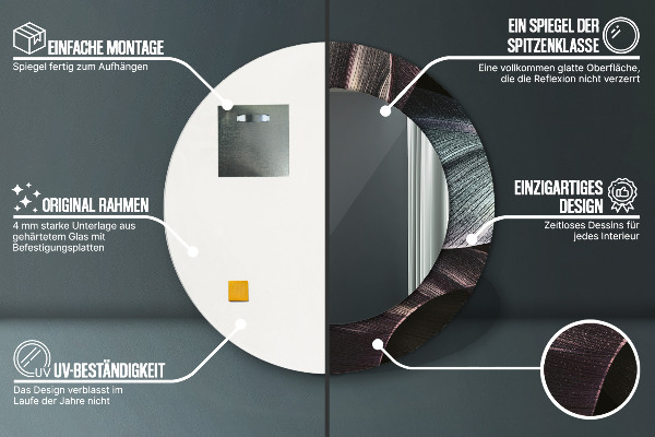 Specchio tondo decoro Foglie tropicali scure