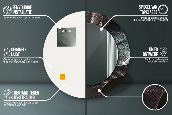 Specchio tondo decoro Foglie tropicali scure