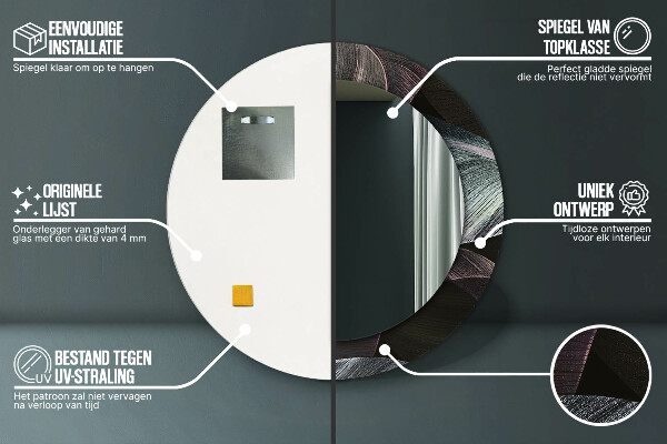 Specchio tondo decoro Foglie tropicali scure