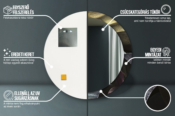 Specchio tondo decoro Foglie tropicali scure