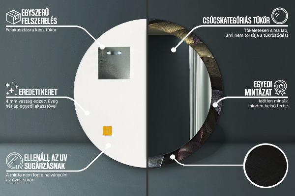 Specchio tondo decoro Foglie tropicali scure