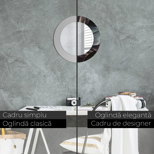 Specchio tondo decoro Foglie tropicali scure