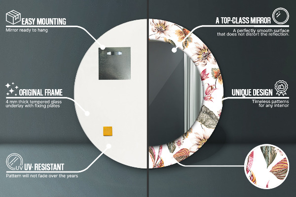 Specchio tondo decoro Fiori vintage