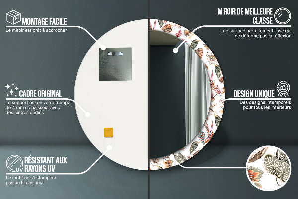 Specchio tondo decoro Fiori vintage