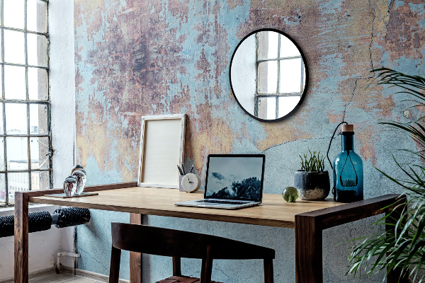 Specchio corridoio rotondo cornice nero fi 80 cm