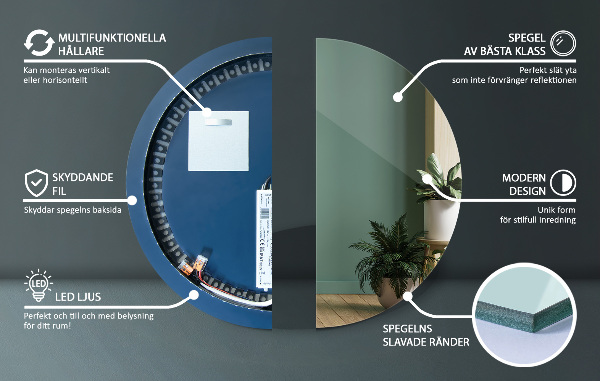 Specchio rotondo con luce fi 40 cm