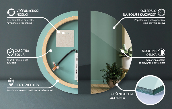 Specchio bagno rotondo con luce fi 40 cm