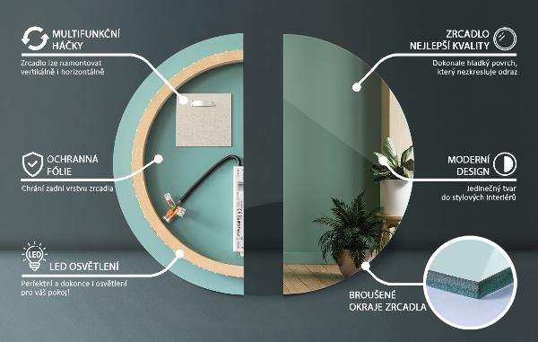 Specchio per bagno retroilluminato fi 90 cm