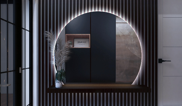 Espejo circulo cortado LED 63x70 cm