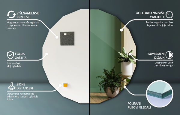 Specchio poligonale dal design unico 60x60 cm