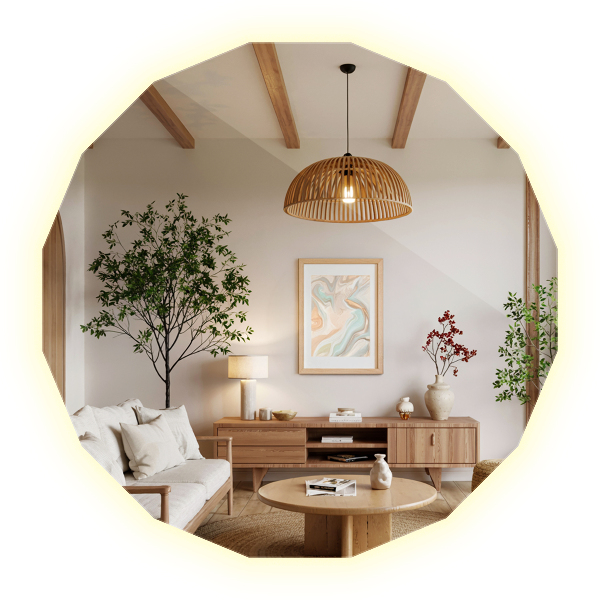 Specchio poligonale LED 100x100 cm