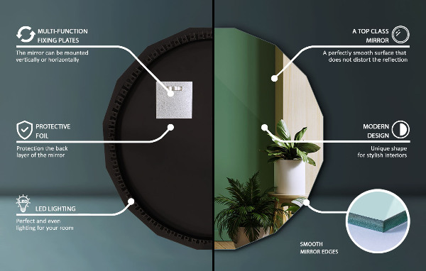 Specchio poligonale LED 60x60 cm