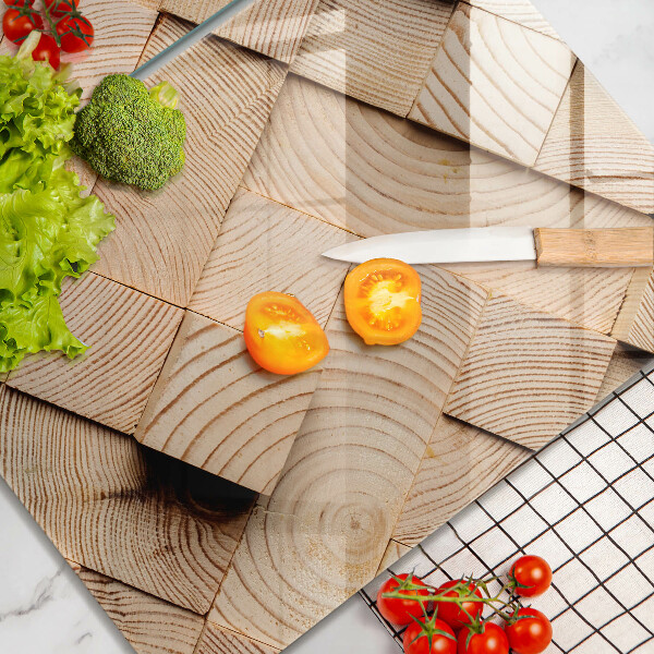 Copri piano cottura in vetro Quadrati di legno