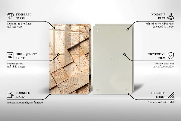Copri piano cottura in vetro Quadrati di legno