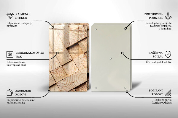 Copri piano cottura in vetro Quadrati di legno