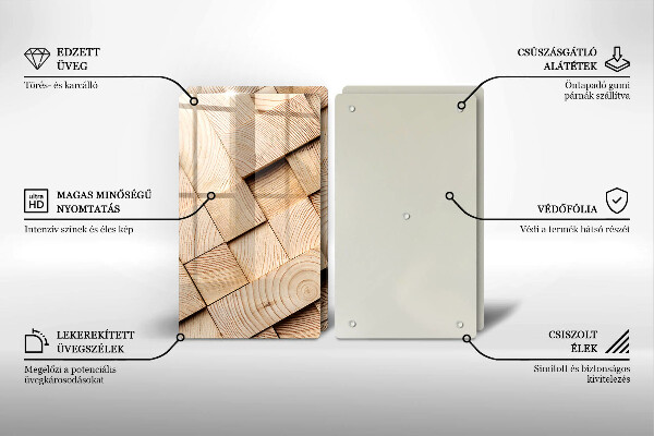 Copri piano cottura in vetro Quadrati di legno