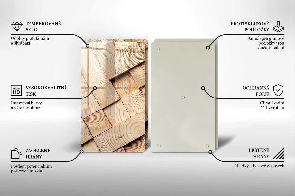 Copri piano cottura in vetro Quadrati di legno