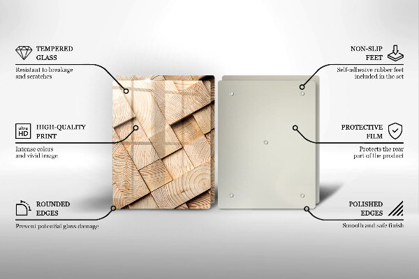 Copri piano cottura in vetro Quadrati di legno