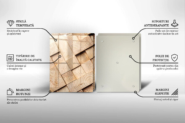 Copri piano cottura in vetro Quadrati di legno