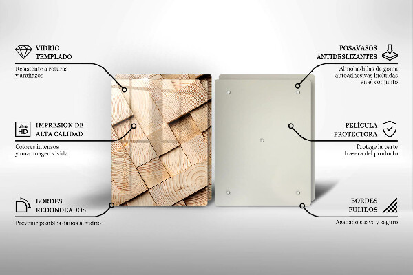 Copri piano cottura in vetro Quadrati di legno