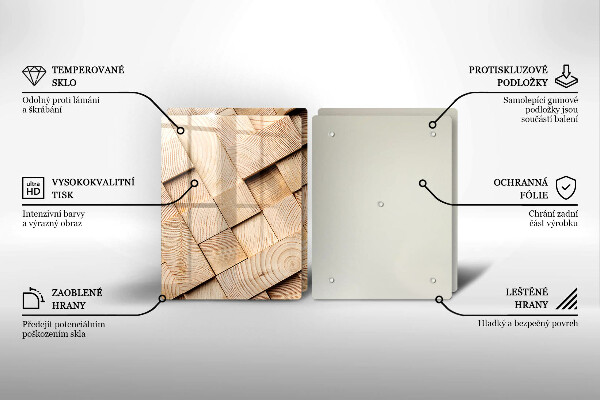 Copri piano cottura in vetro Quadrati di legno