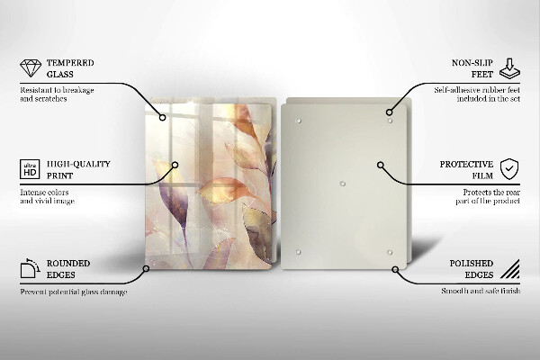 Copri piano cottura in vetro Foglie boho dipinte