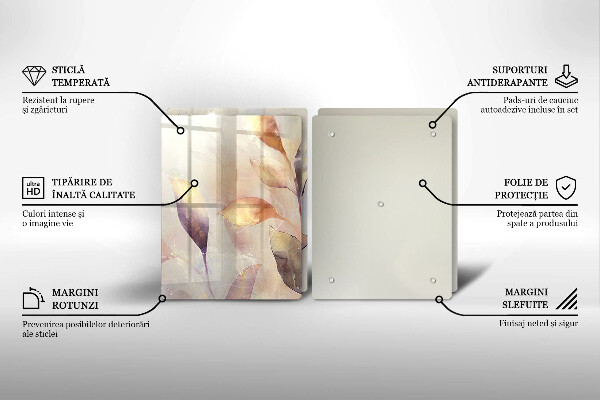 Copri piano cottura in vetro Foglie boho dipinte