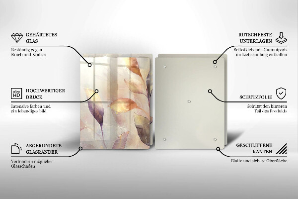 Copri piano cottura in vetro Foglie boho dipinte