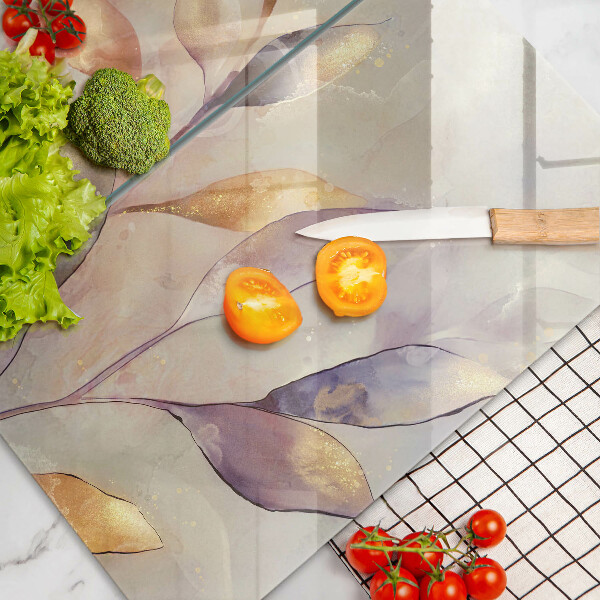 Copri piano cottura in vetro Foglie boho dipinte