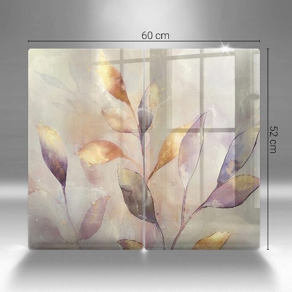 Copri piano cottura in vetro Foglie boho dipinte