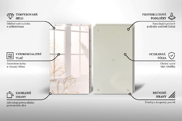 Copri piano cottura in vetro Contorni di fiori