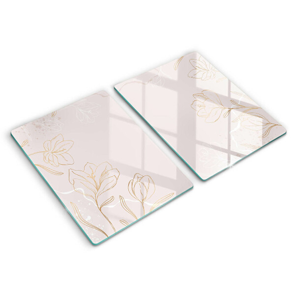Copri piano cottura in vetro Contorni di fiori
