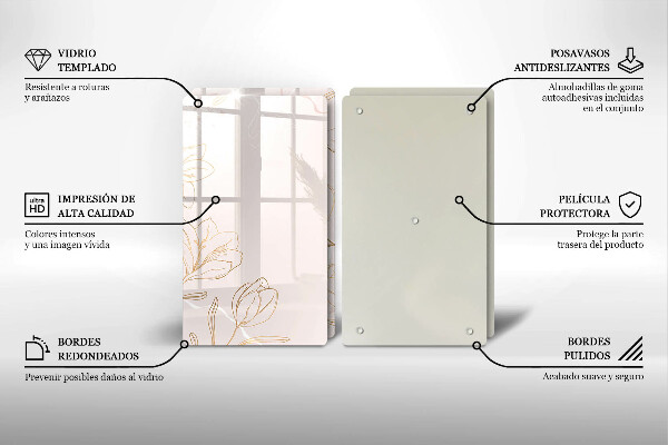 Copri piano cottura in vetro Contorni di fiori