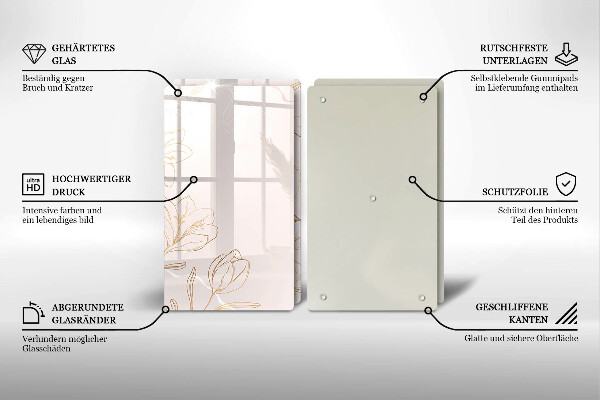 Copri piano cottura in vetro Contorni di fiori