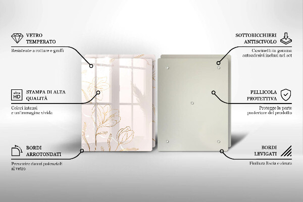 Copri piano cottura in vetro Contorni di fiori