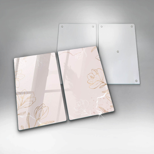 Copri piano cottura in vetro Contorni di fiori