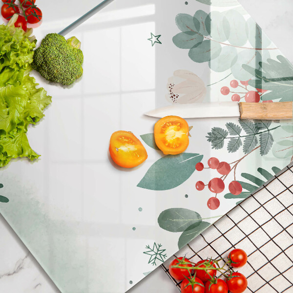 Copri piano cottura in vetro Foglie ad acquerello