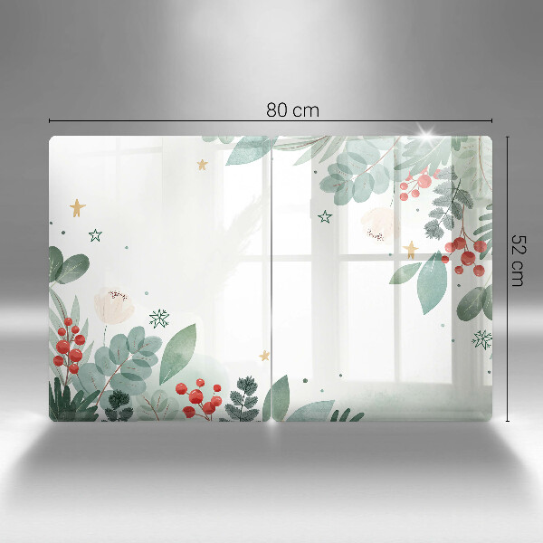 Copri piano cottura in vetro Foglie ad acquerello