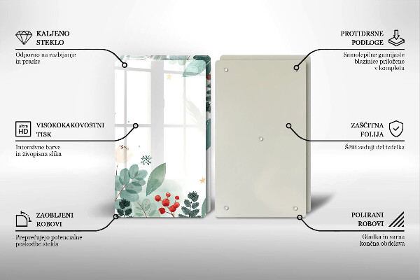 Copri piano cottura in vetro Foglie ad acquerello