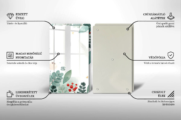 Copri piano cottura in vetro Foglie ad acquerello
